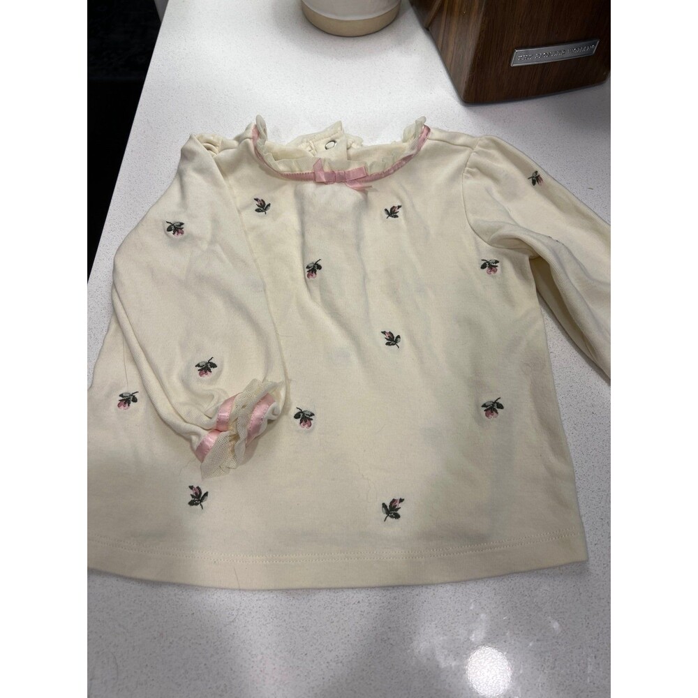 Vintage 2005 Gymboree 18-24M Rosebud Ruffle Bow Long Sleeve Top